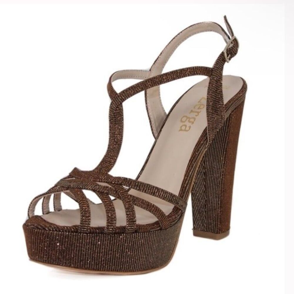 Zerga sz 39 Anka Bronze Gold Sandal Platform Heel